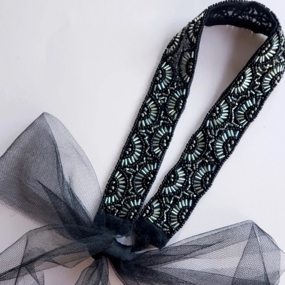 Chanteuse Beaded Headband Tulle Headband, Flapper, 20s deco style, OS, Like New main image 2
